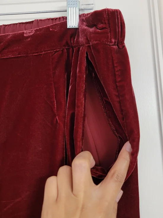 Soft Surroundings Aria Velvet Wide Leg Pants Pull On Burgundy Red Womens Sz- XL - Picture 7 of 10